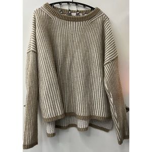 AE Don't Ask Why Brown Stripe Pullover Long Sleeve Knit Sweater Made in Italy OS